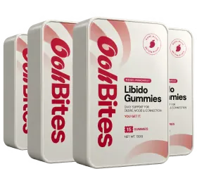 Pakke med 4 æsker Oohbites Gummies, der rækker til 2 måneder